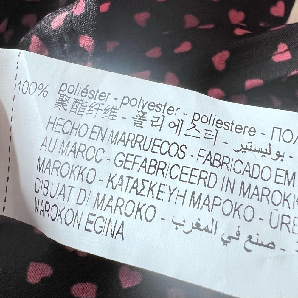 ZARA Ruched Pink Hearts All Over Print Long Sleeve Mini Dress Valentine - Picture 15 of 15